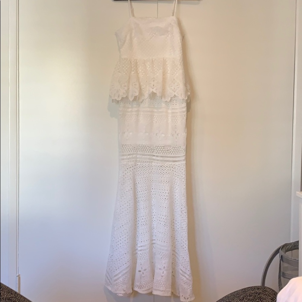 Long white lace dress